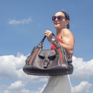 Gucci Heritage Web Leather Shoulder Bag